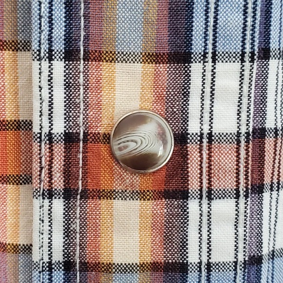 Roper Men Plaid‎ Snap Shirt Size Medium Blue Brown Long Sleeve Western Cowboy - Picture 4 of 12